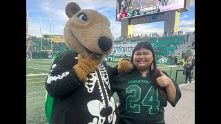 RIDER RADIO Canadas Got Talent winner Rebecca Strong sings national anthem at Riders CFL game [upl. by Mariel]