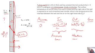 Heat Transfer  Chapter 1  Example Problem 3  Equating conduction and convection at a surface [upl. by Tadeas]