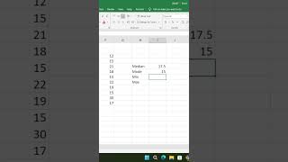 Calculate Median Mode Min amp Max in Excel  Quick Tutorial excel microsoftexcel microsoftoffice [upl. by Rabkin]