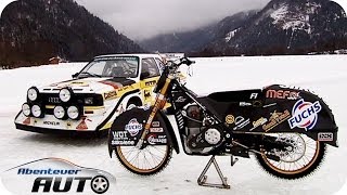 Das ultimative Winter Battle  Audi MTM S1 vs EisspeedwayMotorrad  Abenteuer Auto Classics [upl. by Ariay]