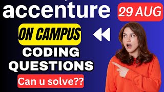 29 Aug Accenture On campus latest coding questions  Accenture Assessment test 2023 [upl. by Atiran124]