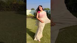 Beige colour chiffon saree pink calmdown music love happy dance chillout earrings openhair [upl. by Nainatrad95]