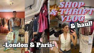 SHOPPING amp THRIFTING IN LONDON amp PARIS VLOG  HAUL [upl. by Urata]