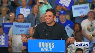 Puerto Rican Anthony Ramos campaigns for Tim Walz amp Kamala Harris Bethlehem Pennsylvania 9212024 [upl. by Desiree]