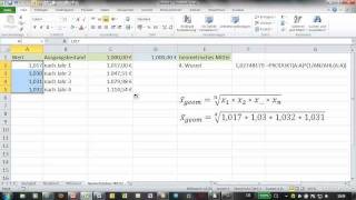 Excel  GEOMITTEL  geometrisches Mittel [upl. by Eirena79]