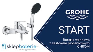 START Bateria wannowa z zestawem prysznicowym CHROM GROHE 25283002  SklepBateriepl [upl. by Denton349]