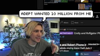 xQc Reveals that 4 Months ago Adept asked for 10 million to end the court battles [upl. by Tiphany911]