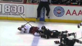 Luca Sbisa absolutely crushes Andrew Ebbett [upl. by Miriam]