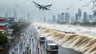 Massive destruction in the Philippines Typhoon TraMi blows away houses and cars wind 105 kmh [upl. by Yanttirb]