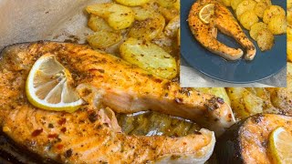 Lachs mit Kartoffeln im Ofen mit Würzsauce alles bestreichen und in den Ofen Das beste Lachs Rezept [upl. by Birk]