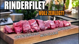 ZERLEGT Das RINDERFILET im DETAIL Chateaubriand grillen mit leckeren Pfifferlingen [upl. by Anaicilef565]