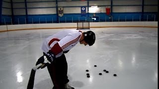 Knighton Warbeck shattering Plexiglass using Reebok Hockey Stick Feb 6 2012 [upl. by Tonina490]