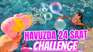 HAVUZDA 24 SAAT CHALLENGE  Havuzdan Son Çıkan Kazanır Hile Var [upl. by Joycelin289]