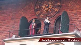 The traditional jagiellonian university clock Krakow Poland [upl. by Arracat]