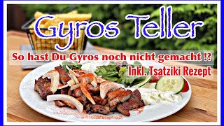 Gyros Teller vom Grill ganz einfach ohne Spieß und Pfanne [upl. by Crabb913]