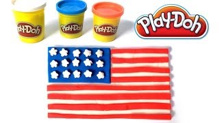 Play doh USA flag how to make play dough by lababymusica [upl. by Elleira710]