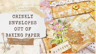 ✨✂️EASY JUNK JOURNAL POCKETS Using Baking Paper and Vintage Book Pages [upl. by Anialad514]