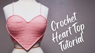 Crochet Heart Top  Beginners Friendly Tutorial [upl. by Etnoval]