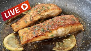 SALMÓN A LA PLANCHA CON SALSA DE LIMÓN MIEL Y SOJA EN DIRECTO 🔴 [upl. by Tufts]