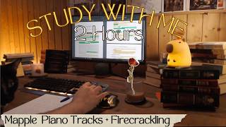 ✨ STUDY WITH ME Cozy ✨  2 Hours Pomodoro 255  Aesthetic For Focus  🎹 PIANO  Firecrackling  🔔 [upl. by Ekard]