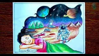 Space and Sustainability  My Dream Drawing  World Space Week Painting  Creative Art [upl. by Ulrica]