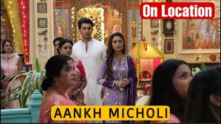 Aankh Micholi On Location  Rukmini ki muhdikhayi  Khushi Dubey amp [upl. by Ardnnek]