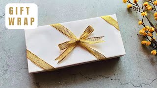 Easy Way to Wrap a Ribbon on a Christmas Gift Box  How to Wrap a Gift with Ribbon Easy christmas [upl. by Winer]