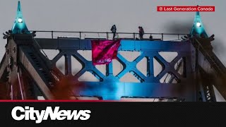 Environmental protesters close Montreals JacquesCartier Bridge [upl. by Youlton393]