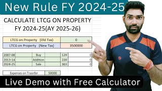 Capital gain calculation on sale of propertyland FY 202425  New Tax Rate on LTCG  Income tax Act [upl. by Kassia54]