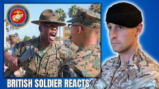 US Marine Corps Bootcamp San Diego British Army Instructor Reacts [upl. by Crawford255]