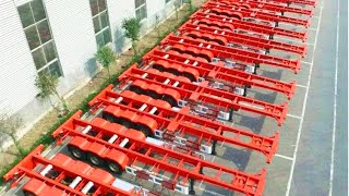 Semi Trailer Production  Skeletion Container Chassis Trailer [upl. by Steinberg]