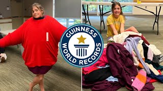 World Record Most jumpers worn at once  Guinness World Records [upl. by Airasor]