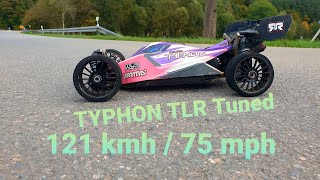 Arrma TLR Tuned TYPHON 6S  121 kmh [upl. by Eiznil]