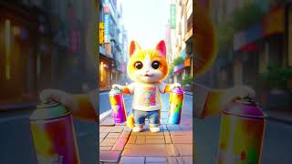 Cats Art Adventure 😺🎨 Unleashing Her Inner Artist on the Streets 🚗🐾 cat cute shorts kitten [upl. by Rie]