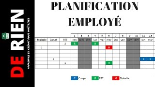 planification des absences des employés  Tutoriel Excel  DE RIEN [upl. by Aener]