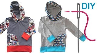 Sweatshirt nähen für Anfänger – DIY Sweatshirt mit Kapuze quotJACOBquot [upl. by Ayn]