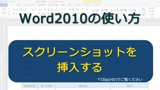 スクリーンショットを挿入する Word2010 [upl. by Tana]