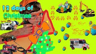 12 Days of Christmas song for kids  Lawnmowers  Excavator  Blippi dressed toddler Holidays [upl. by Enileda]