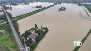 Maltempo Emilia Romagna i campi diventano laghi il drone su San Giovanni in Persiceto [upl. by Carli323]