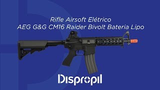 Review Rifle Airsoft Elétrico AEG GampG CM16 Raider Bivolt Bateria Lipo [upl. by Merrilee]