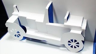 How to make a Classical CAR Pop Up Card  FREE Template  Kirigami 3D Greeting Card [upl. by Ayotal641]