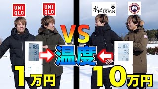 【価格10倍】どっちが暖かいか検証してみた「ユニクロ」vs「高級ダウン」 [upl. by Sirromad]