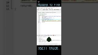 Program to find ASCII Value of any characters C language program Programming shorts [upl. by Atsylak]