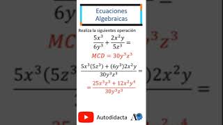 Suma de Fracciones Algebraicas Shorts [upl. by Belshin]