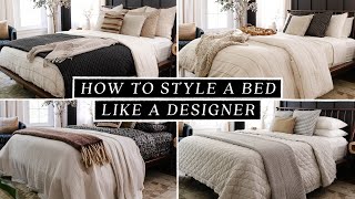 HOW TO STYLE A BED LIKE A DESIGNER 🛏️ Budget Friendly  Easy to Recreate 4 DIY Bed Ideas [upl. by Dorotea]