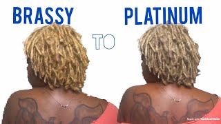 From Yellow to Platinum Toning My Bleached Locs [upl. by Laband877]