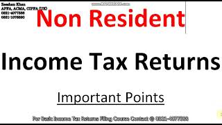 How to file Non Resident Income Tax Returns  Important points for Non Resident Income Tax Returns [upl. by Alin336]