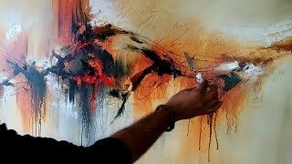 Abstract painting  Demonstration of abstract painting quotPainted Rythmquot  Acrylics [upl. by Rahab]