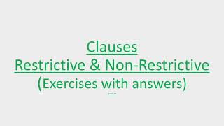 Restrictive amp NonRestrictive Clauses  Correct Usage  Exercises with answers grammar clauses [upl. by Lansing]