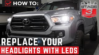 How To Replace Tacoma Headlights with LED Bulbs [upl. by Airitac]